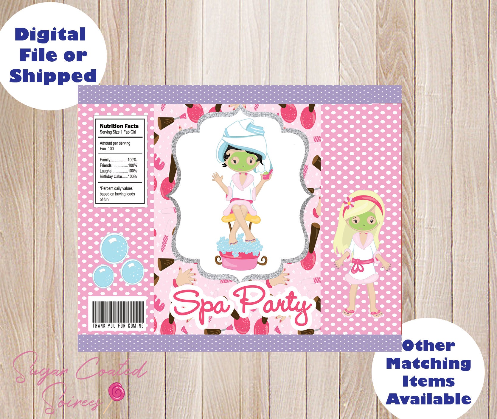 INSTANT DOWNLOAD Spa Party Girls Beauty Makeup chip / treat / party / favor / goodie / candy bag