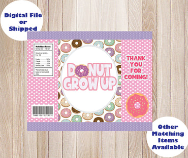 INSTANT DOWNLOAD Donut Grow Up, First Birthday, 1st Birthday Doughnut, chip / treat / party / favor / goodie / candy bag