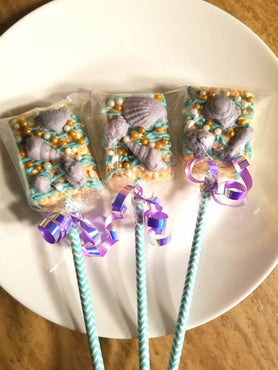 Mermaid Rice Krispy Treats, RKT, Mermaid Party Treats, Seashells, Sea Rice Krispy Party Treats