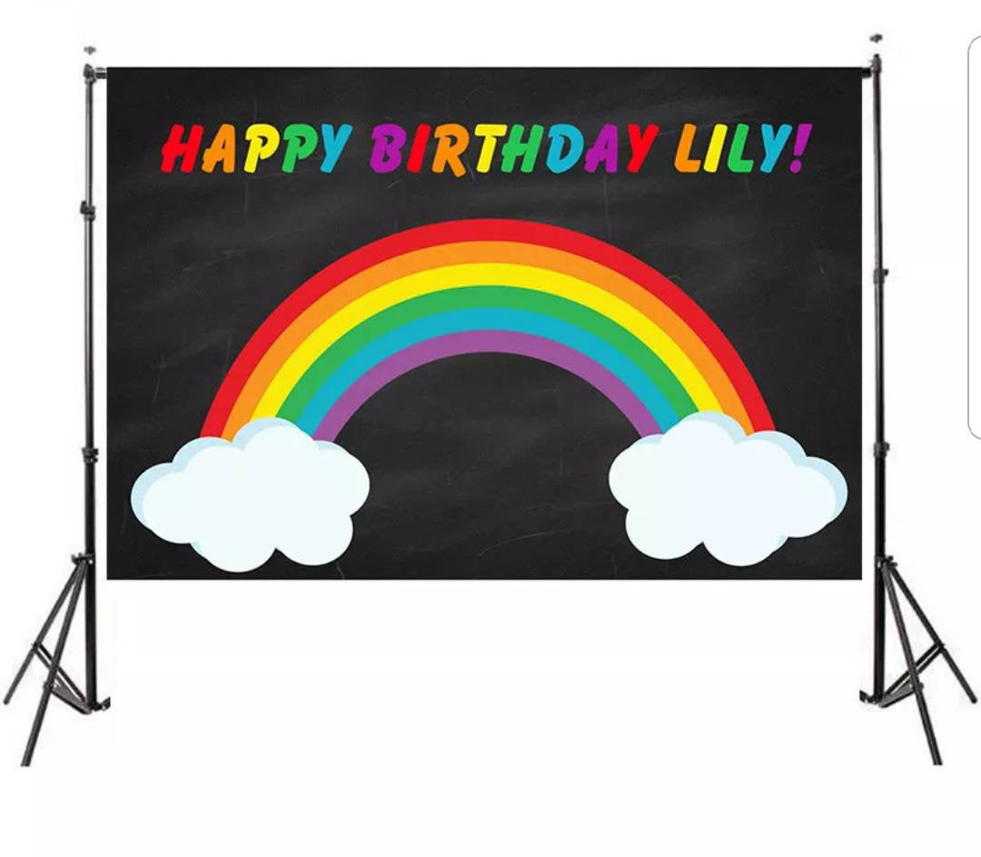 Printed Rainbow backdrop, rainbow party, rainbow birthday, personalized backdrop, 5x7ft, 8x10ft