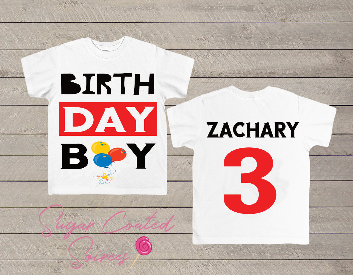 Birthday Boy Tee Shirt Balloons Personalized Birthday Boy Shirt Any Age + Name 1,2,3,4,5   Tshirt Tee