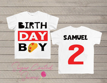 Taco Birthday Boy Tee, Taco Twosday Party, Fiesta Party, Taco Party,  Personalized Birthday Boy Shirt Any Age + Name 1,2,3,4,5   Tshirt Tee