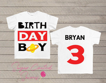Birthday Boy Tee Outer Space, Planet, Science, Astronomy,Personalized Birthday Boy Shirt Any Age + Name 1,2,3,4,5   Tshirt Tee