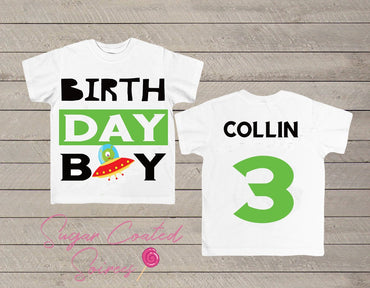 Birthday Boy Tee Outer Space, Alien, Science, Planet, Rocket,Astronomy,Personalized Birthday Boy Shirt Any Age + Name 1,2,3,4,5   Tshirt Tee