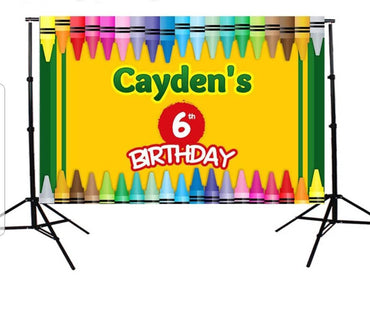 Crayon Art Party Backdrop, Crayon Backdrop, Crayon birthday, Art Birthday, Printed Personalized Birthday Party Vinyl Backdrop 5x7ft 8x10ft