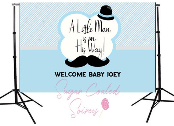 Printed Little Gentleman Backdrop, Little Man Backdrop, Mustache Backdrop, Little Man Party, Little Man babyshower, 5x7ft 8x10ft