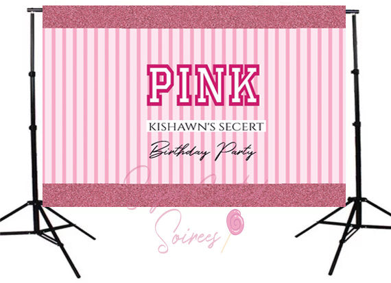 VS Pink Secret Party Personalized  Birthday Party Vinyl Backdrop 3x5ft  5x7ft 8x10ft