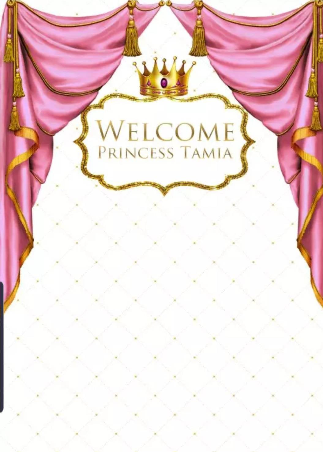 Printed Pink Princess Cown Baby Shower Personalized Birthday Party Vinyl Backdrop 3x5ft  5x7ft 8x10ft