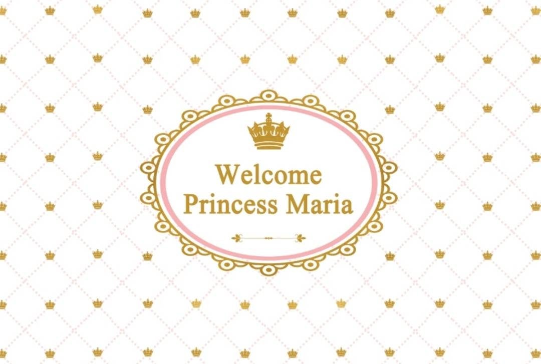 Printed Pink Gold Princess Royal Baby Crown Baby Shower Personalized Birthday Party Vinyl Backdrop 3x5ft  5x7ft 8x10ft