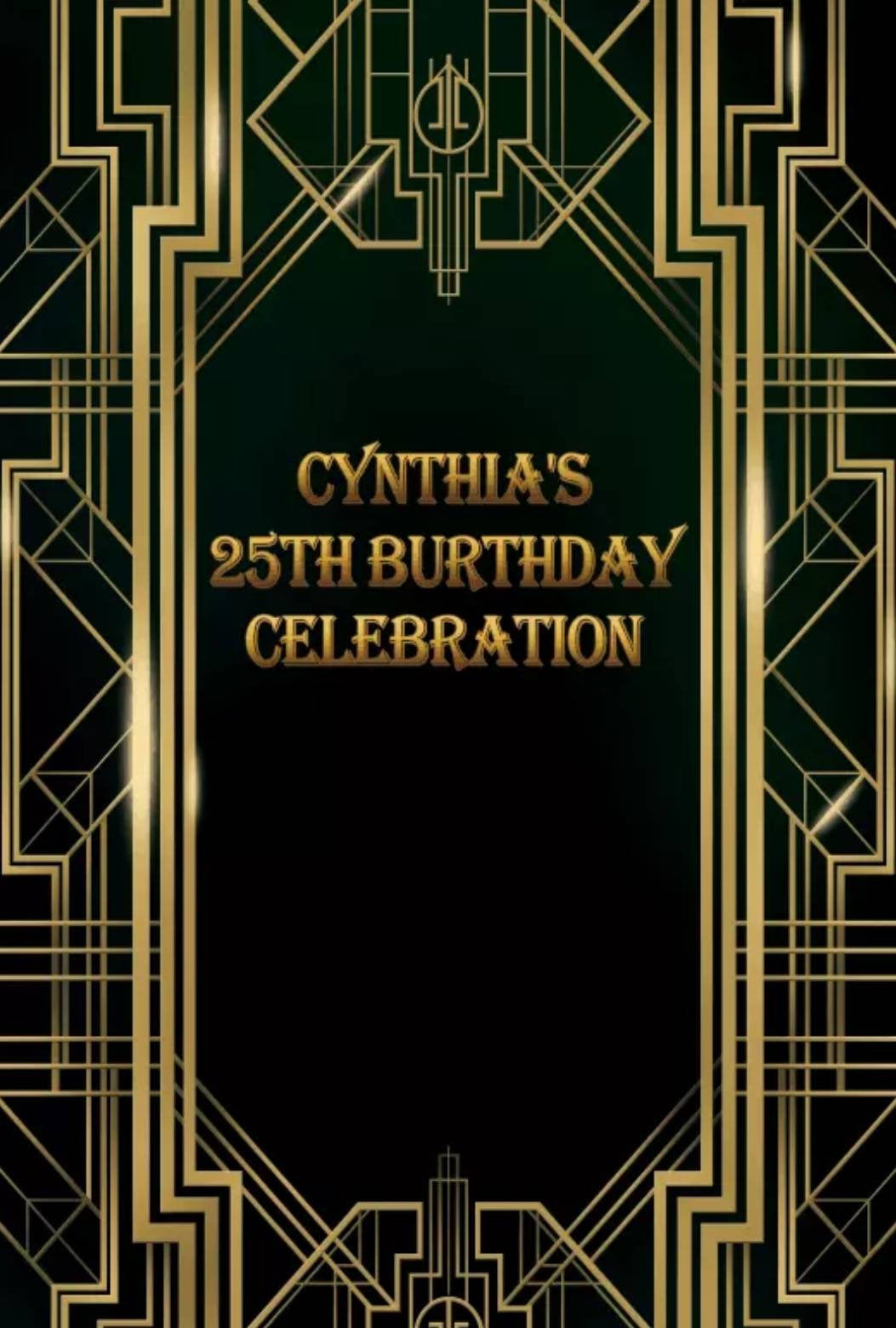 Printed Black Gold Art Deco Personalized Birthday Party Vinyl Backdrop 3x5ft  5x7ft 8x10ft