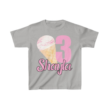 Personalized Ice Cream Sweets Theme Kids Birthday Party Heavy Youth Cotton Tee, Multiple Colors