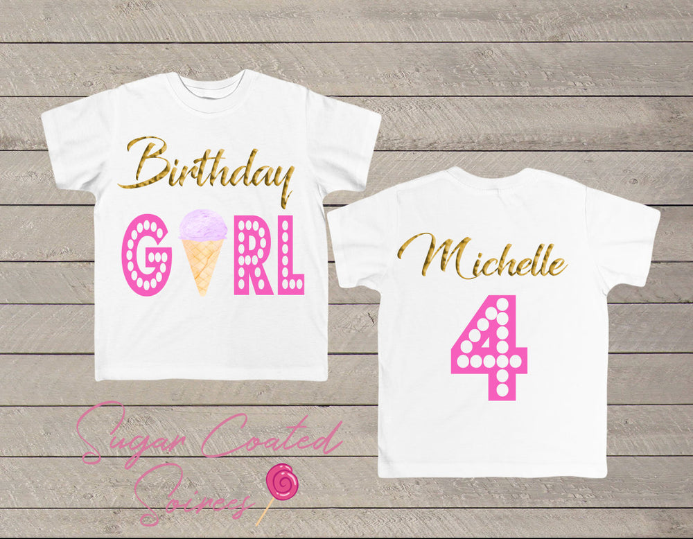 Birthday Girl Tee Ice Cream, Sweets, Personalized Birthday Shirt Any Age + Name 1,2,3,4,5   Tshirt Tee