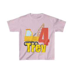 Construction Birthday Shirt, Personalized Kids Birthday Party Shirt, Heavy Youth Cotton Tee, Multiple Colors