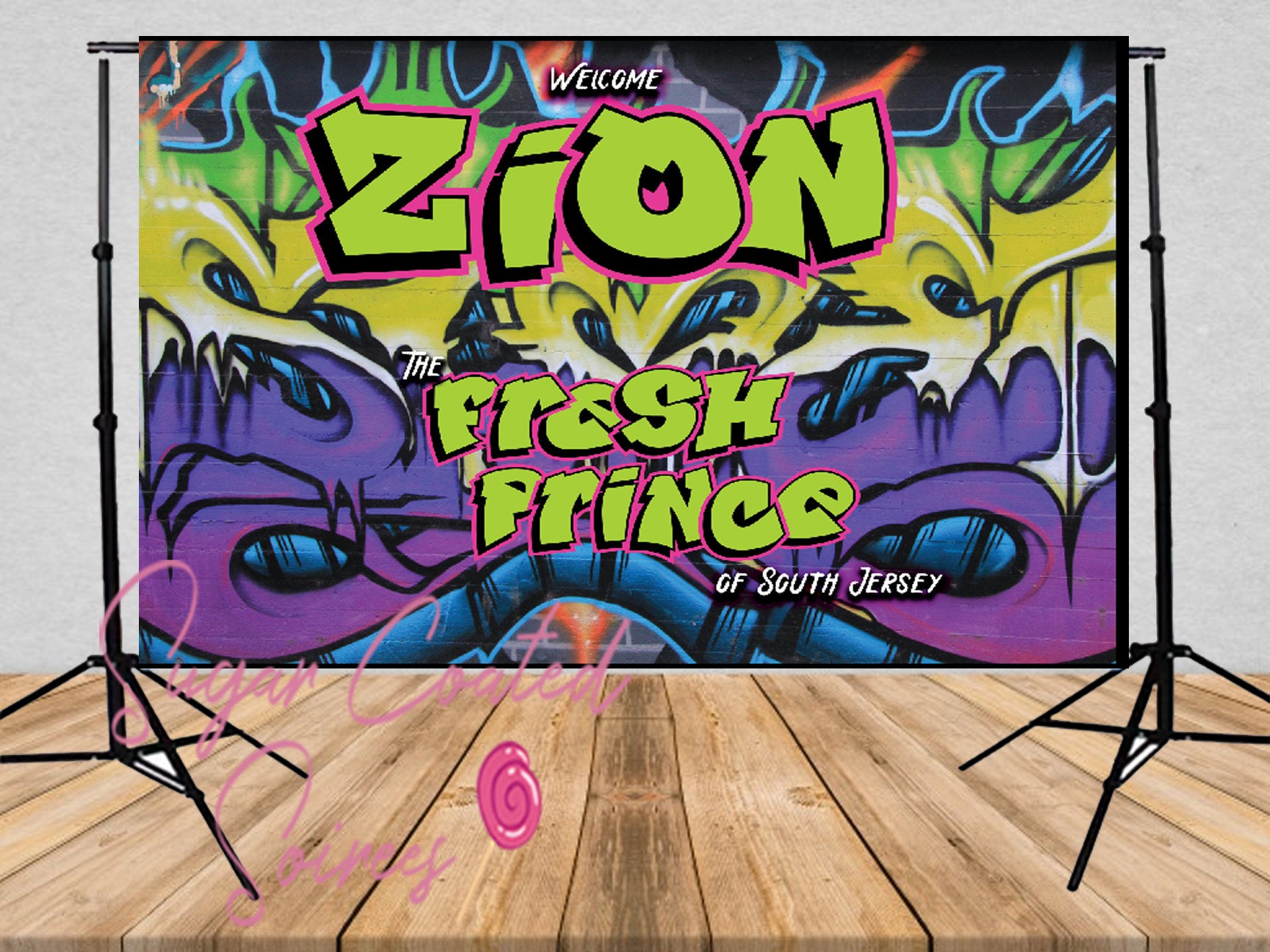 Printed Fresh Prince Backdrop, Fresh Princess Birthday, Fresh Prince Babyshower, graffiti backdrop, Personalized Vinyl Backdrop 5x7ft 8x10ft