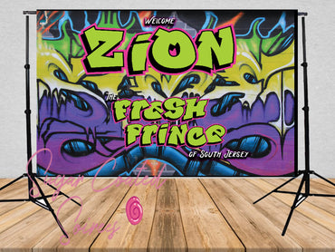 Printed Fresh Prince Backdrop, Fresh Princess Birthday, Fresh Prince Babyshower, graffiti backdrop, Personalized Vinyl Backdrop 5x7ft 8x10ft