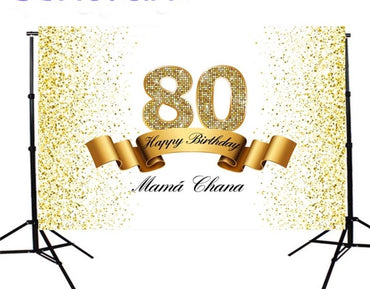 Printed Gold 80th Birthday Backdrop, Gold Step and Repeat, Gold birthday, Gold backdrop, Gold Party, Vinyl Backdrop, 70th, 60th, 50th