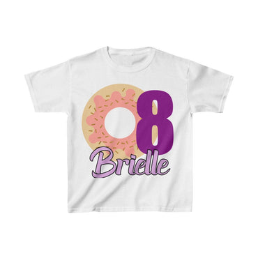 Personalized Donut Sweets Theme Kids Birthday Party Heavy Youth Cotton Tee, Multiple Colors