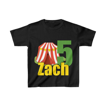 Personalized Circus Tent Theme Kids Birthday Party Heavy Youth Cotton Tee, Multiple Colors