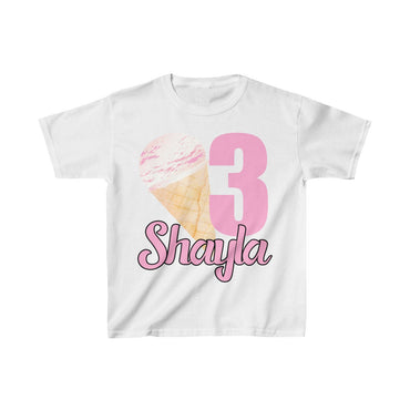 Personalized Ice Cream Sweets Theme Kids Birthday Party Heavy Youth Cotton Tee, Multiple Colors