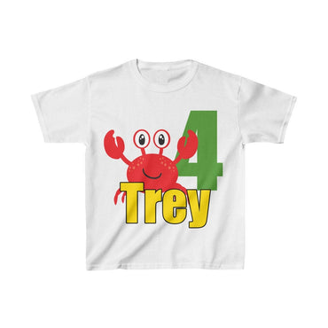 Personalized Crab Beach Theme Kids Birthday Party Heavy Youth Cotton Tee, Multiple Colors, Ocean, Sea