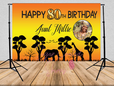 Printed African Safari Backdrop, Safari Party, Safari birthday, Birthday Vinyl Backdrop, 3x5, 5x7, 8x10