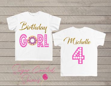 Donut Birthday Girl Tee, Donut Party, Donut Birthday, Sweets Birthday, Personalized Birthday Shirt, Toddler, Youth Tshirt Tee
