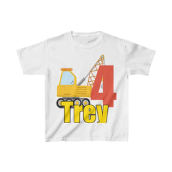 Construction Birthday Shirt, Personalized Kids Birthday Party Shirt, Heavy Youth Cotton Tee, Multiple Colors