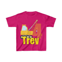 Construction Birthday Shirt, Personalized Kids Birthday Party Shirt, Heavy Youth Cotton Tee, Multiple Colors