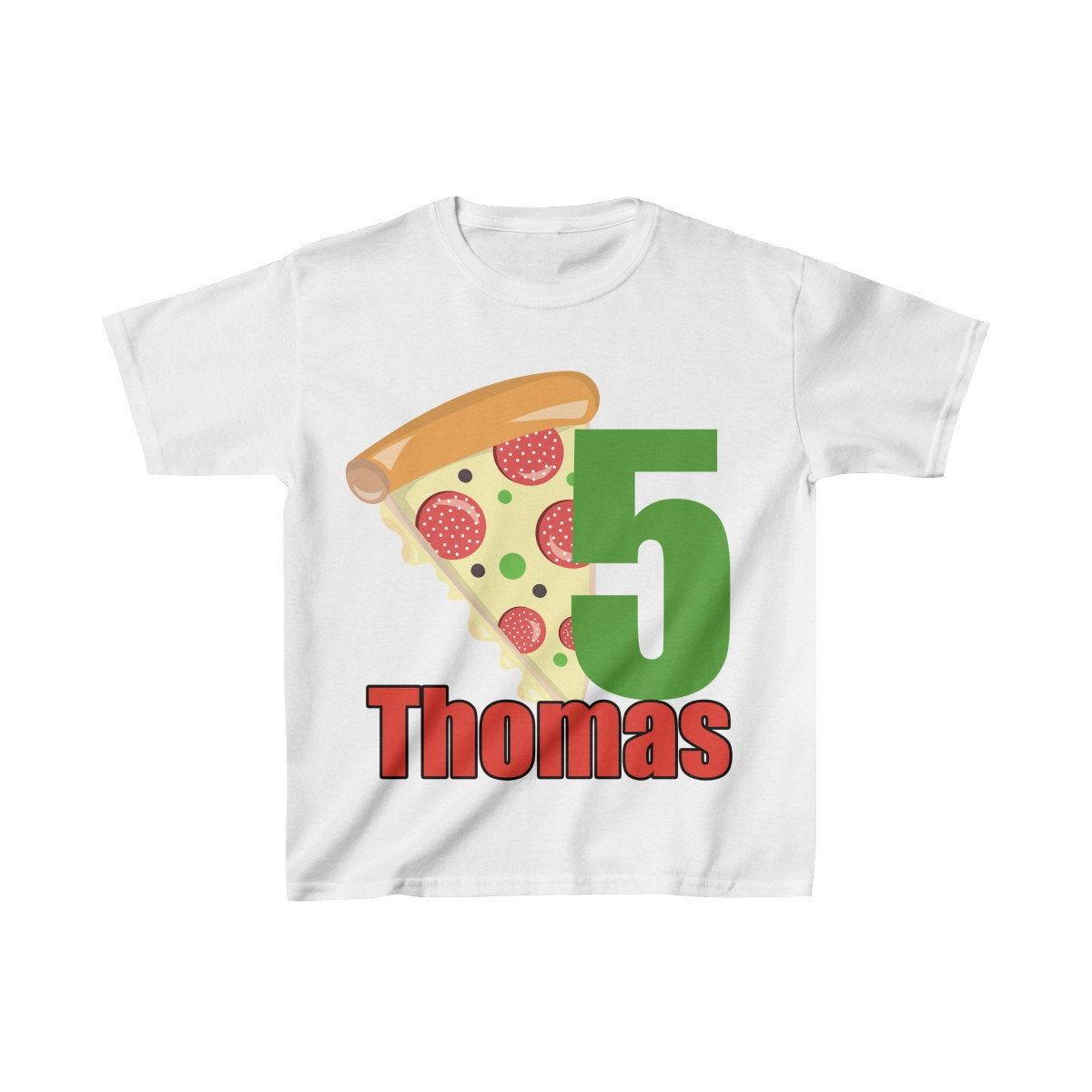 Pizza Birthday Shirt, Personalized Party Shirt Kids Birthday Party Youth Cotton Tee, Multiple Colors