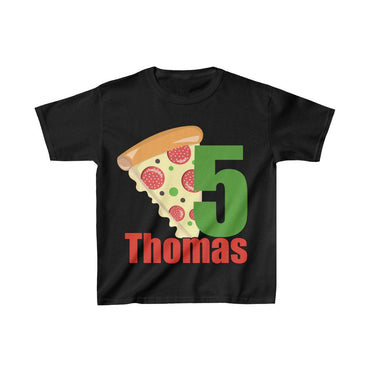 Pizza Birthday Shirt, Personalized Party Shirt Kids Birthday Party Youth Cotton Tee, Multiple Colors