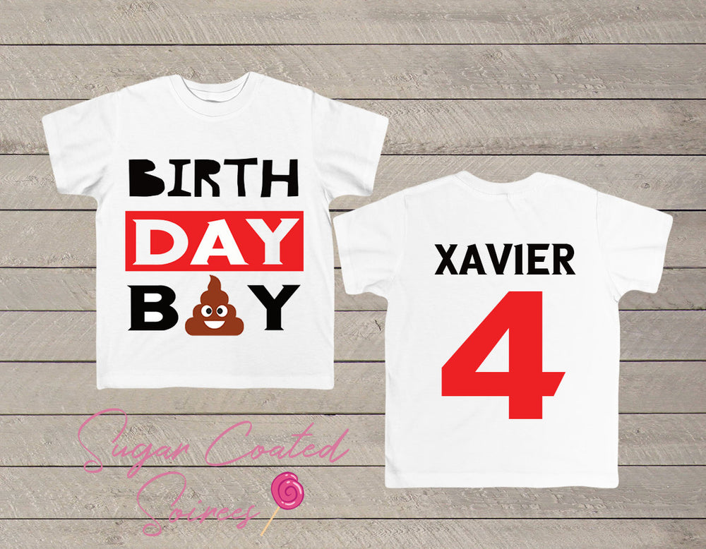 Poop Emoji Birthday Boy Tee Shirt, Emoji Birthday, Enoji Party Shirt Personalized Birthday Boy Shirt Any Age + Name 1,2,3,4,5 Tshirt Tee