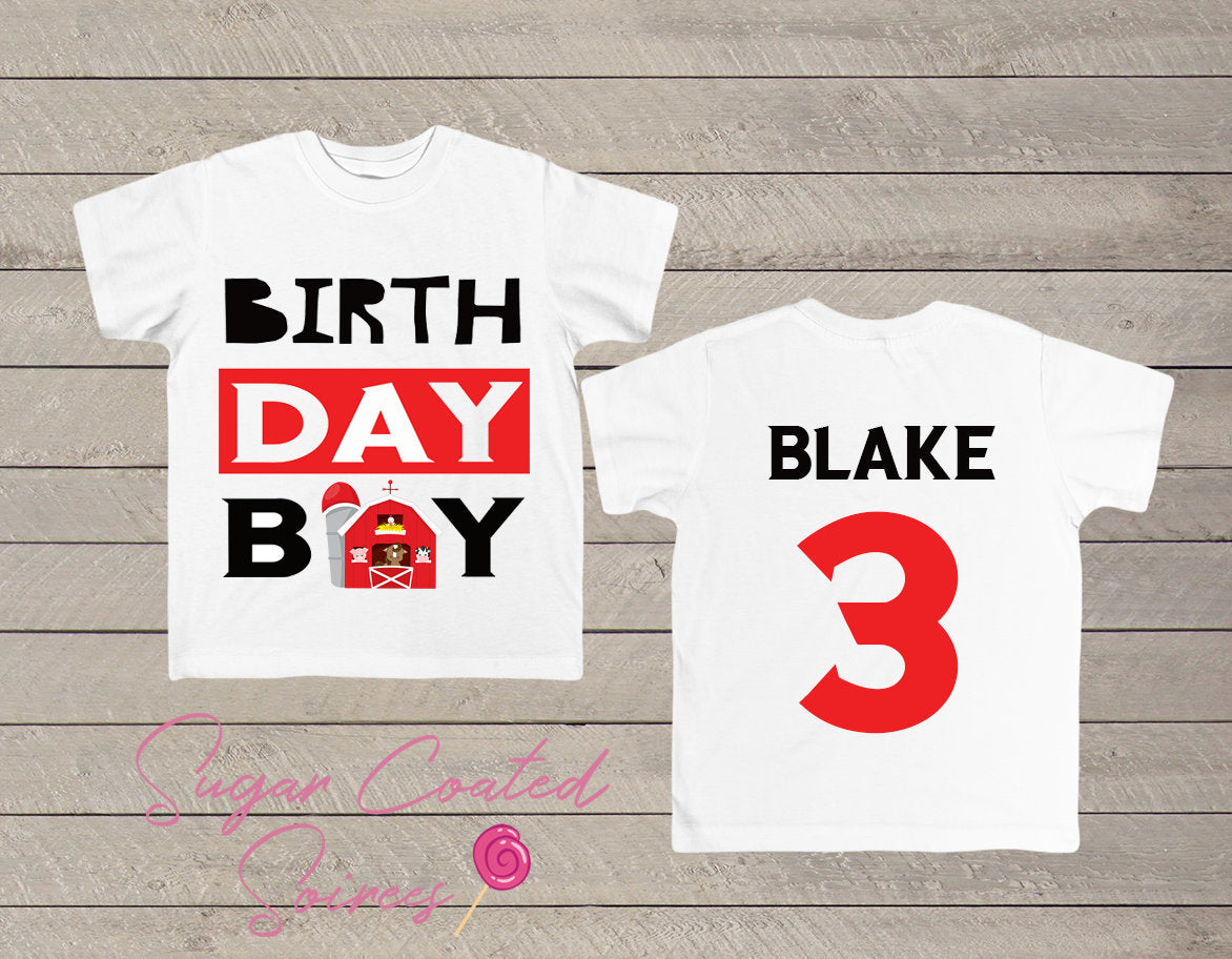 Farm Birthday Boy Shirt, Farm Party, Barn Shirt, Cow Shirt Personalized Birthday Boy Shirt Any Age + Name 1,2,3,4,5 Tshirt Tee