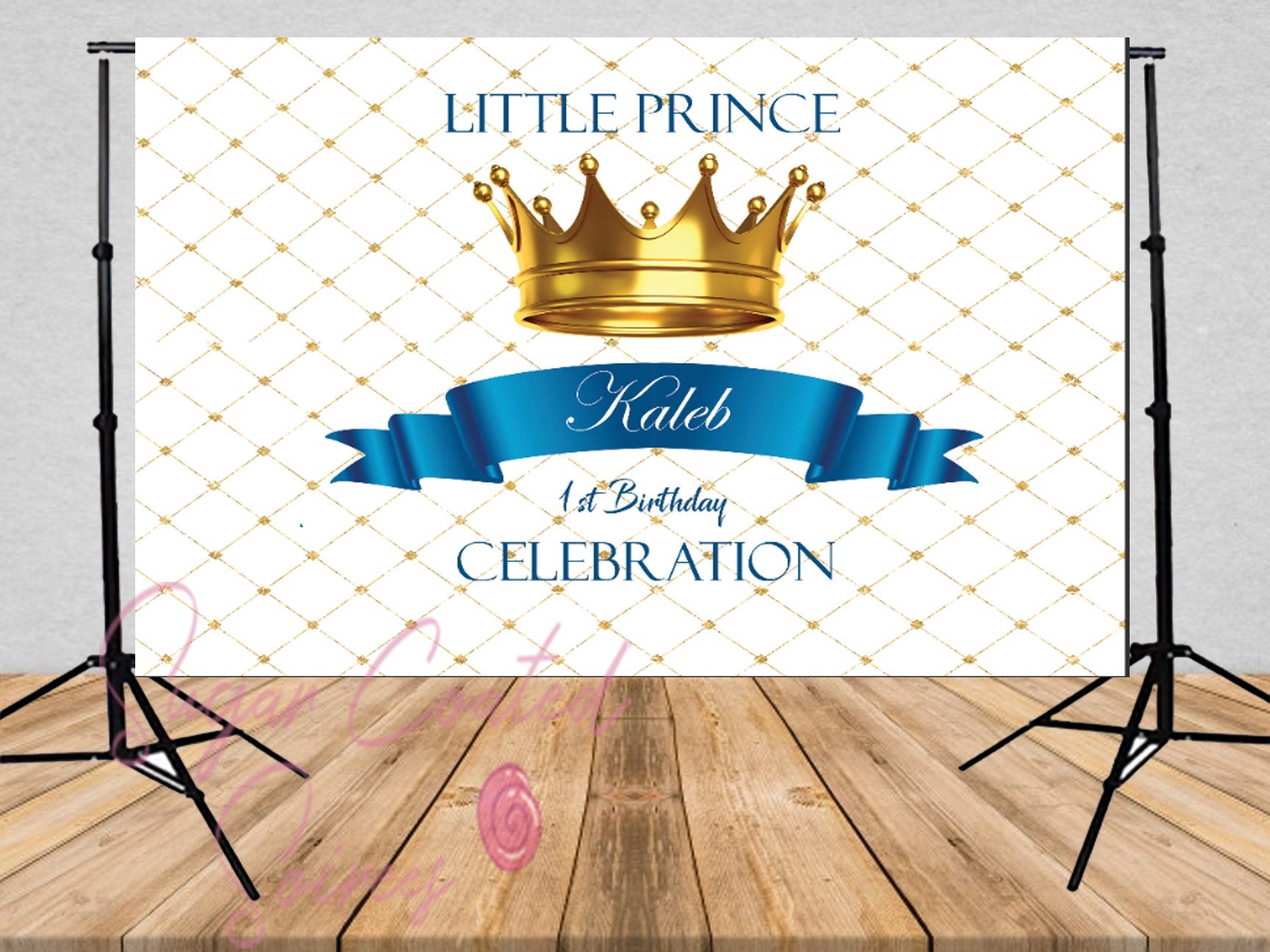 Printed blue Royal Prince backdrop, Gold Prince backdrop, Royal Baby shower decorations, Prince Birthday, Prince babyshower, Vinyl Backdrop