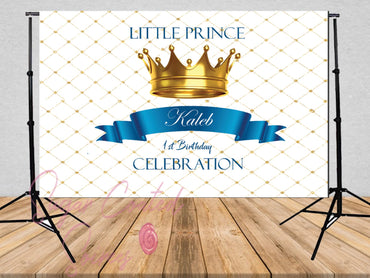 Printed blue Royal Prince backdrop, Gold Prince backdrop, Royal Baby shower decorations, Prince Birthday, Prince babyshower, Vinyl Backdrop
