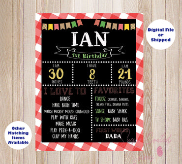 Printed Picnic Birthday Board, Picnic Chalkboard Sign, Picnic birthday sign, BBQ birthday board, Picnic Party, BBQ Birthday Sign, Mounted