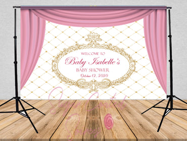 Printed Pink Royal baby backdrop, Pink and gold babyshower backdrop, Princess backdrop, princess babyshower, princess birthday, vinyl