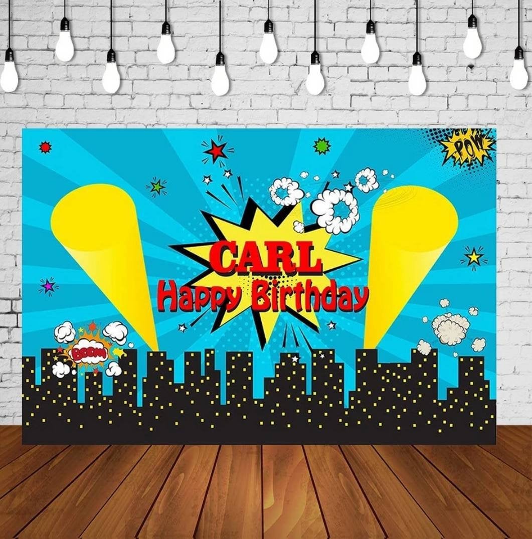 Printed Superhero Backdrop, Superhero Party, Superhero Birthday Backdrop,  Personalized Birthday Party Vinyl Backdrop 3x5ft  5x7ft 8x10ft