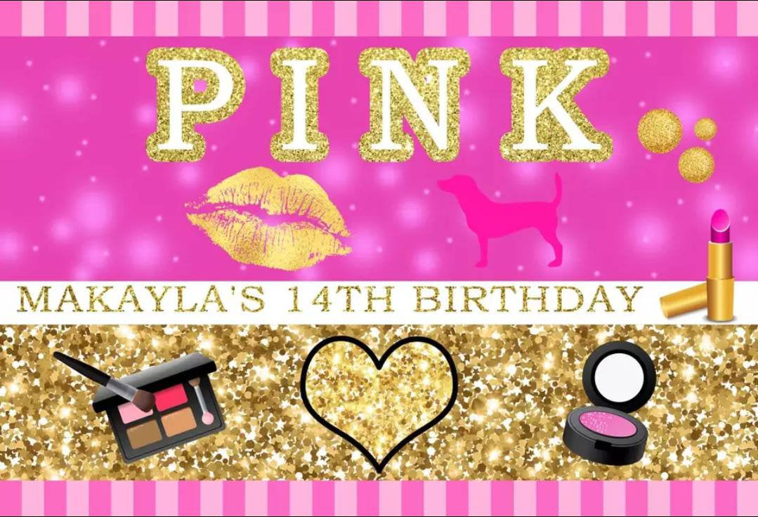 VS Pink Secret Personalized Party Vinyl Backdrop 3x5ft  5x7ft 8x10ft Birthday Sweet 16 Bridal Bachelorette