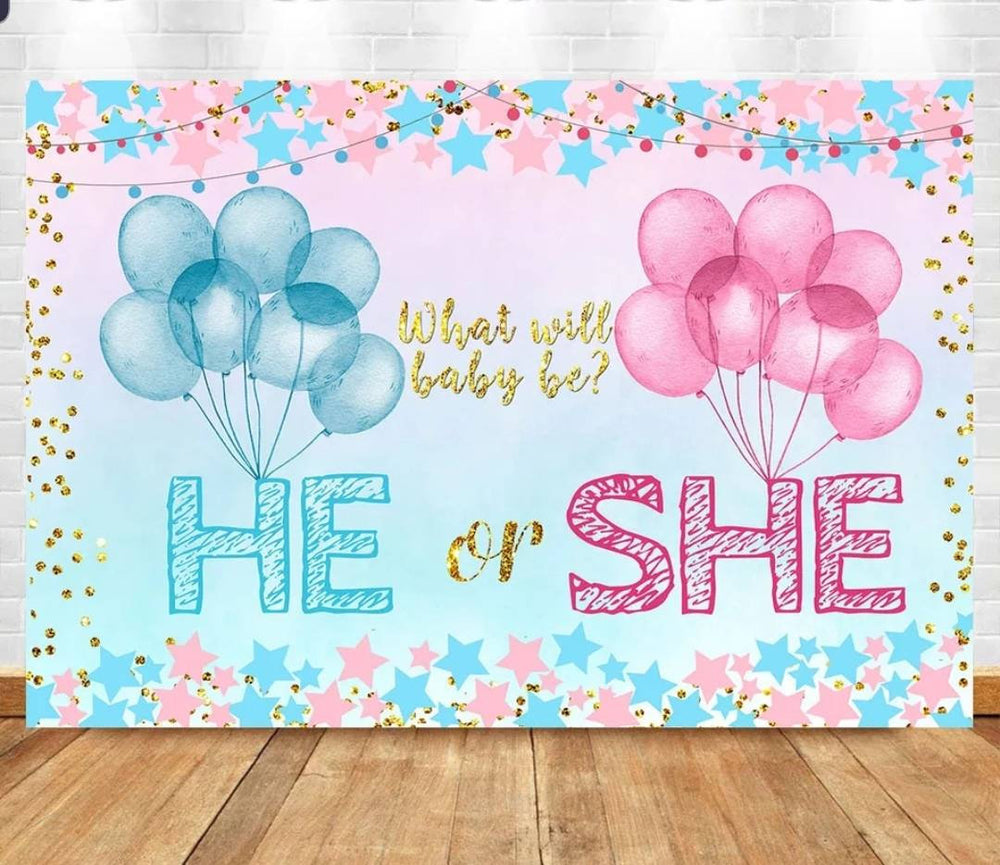 Printed Gender Reveal backdrop, gender reveal babyshower, gender reveal party, gender reveal balloon backdrop, vinyl backdrop