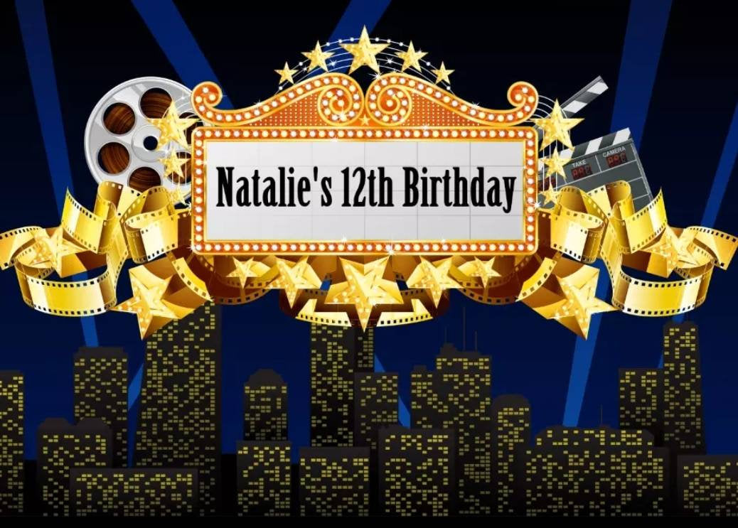 Printed Baby Movie Star Backdrop,Hollywood backdrop, Movie Star birthday, Hollywood Birthday, Hollywood Party 3x5, 5x7, 8x10