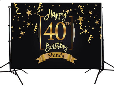Printed Gold 40th Birthday Backdrop, Gold Step and Repeat, Gold birthday, Gold backdrop, Gold Party, Vinyl Backdrop, 30th, 70th, 60th, 50th